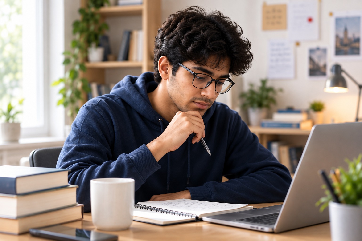 Student preparing for a mock interview